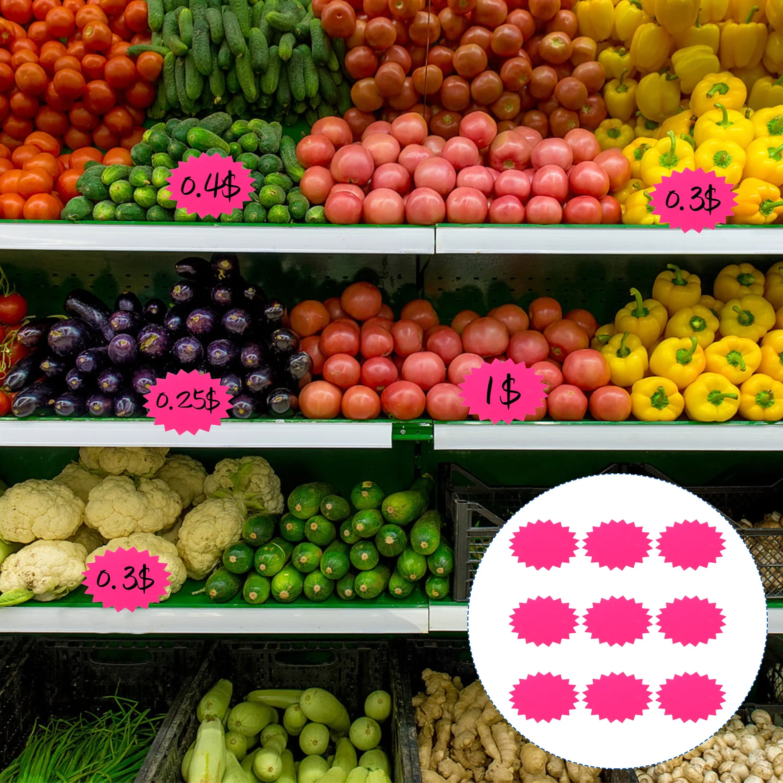 

100 Sheets Fluorescent Explosion Stickers Price Tags Advertising Bright Color Eye-Catching Creative Commodity Labels