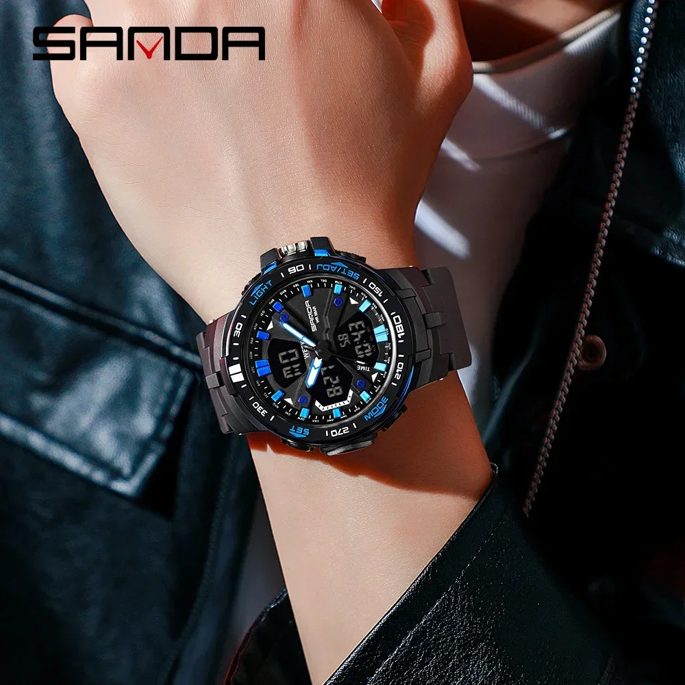 SANDA 3333 reloj electrónico Digital LED multifuncional resistente al agua para estudiantes nuevo reloj electrónico de moda para hombres deportes al aire libre