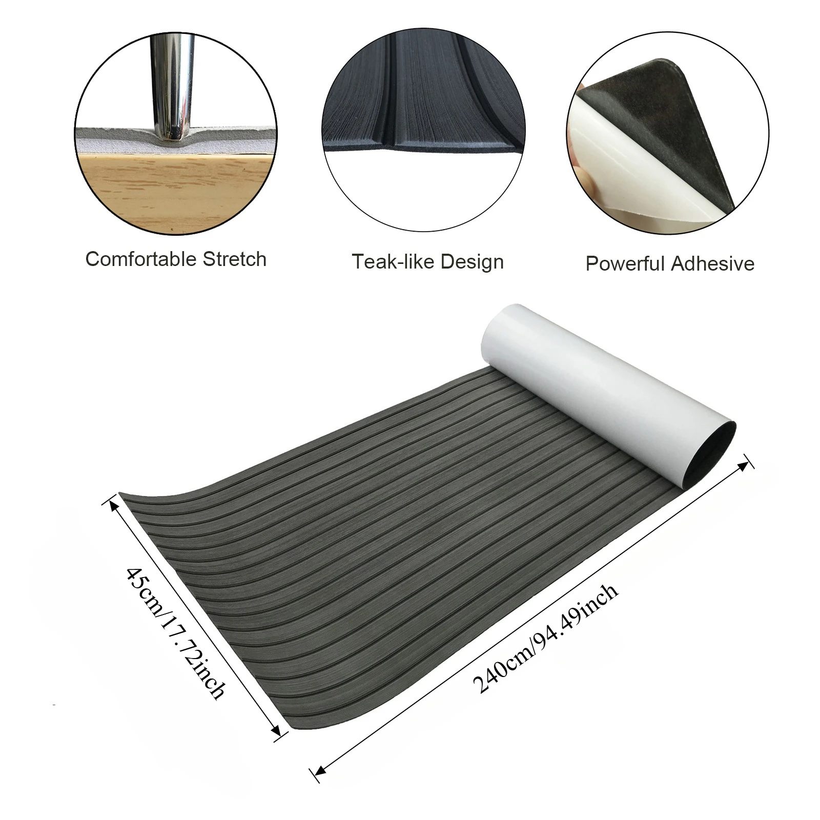 240x45cm EVA Foam Boat Deck Sheet Mat Faux Teak Non-Slip Marine Flooring Pad Self Adhesive Decking Sheet for Boat Yacht Jet Ski