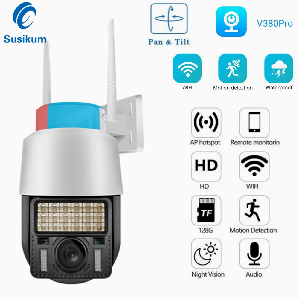 

5MP wi fi Surveillance Camera V380 Pro APP Two Ways AUDIO Speed Dome Wireless Security Protection IP Camera Auto Tracking