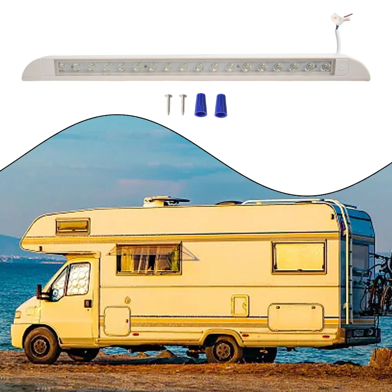 12V/24V LED Awning Porch Light Hot Sale White Waterproof Long Strip Lamp Caravan Motorhome Boat Trailer Exterior Lamp Parts