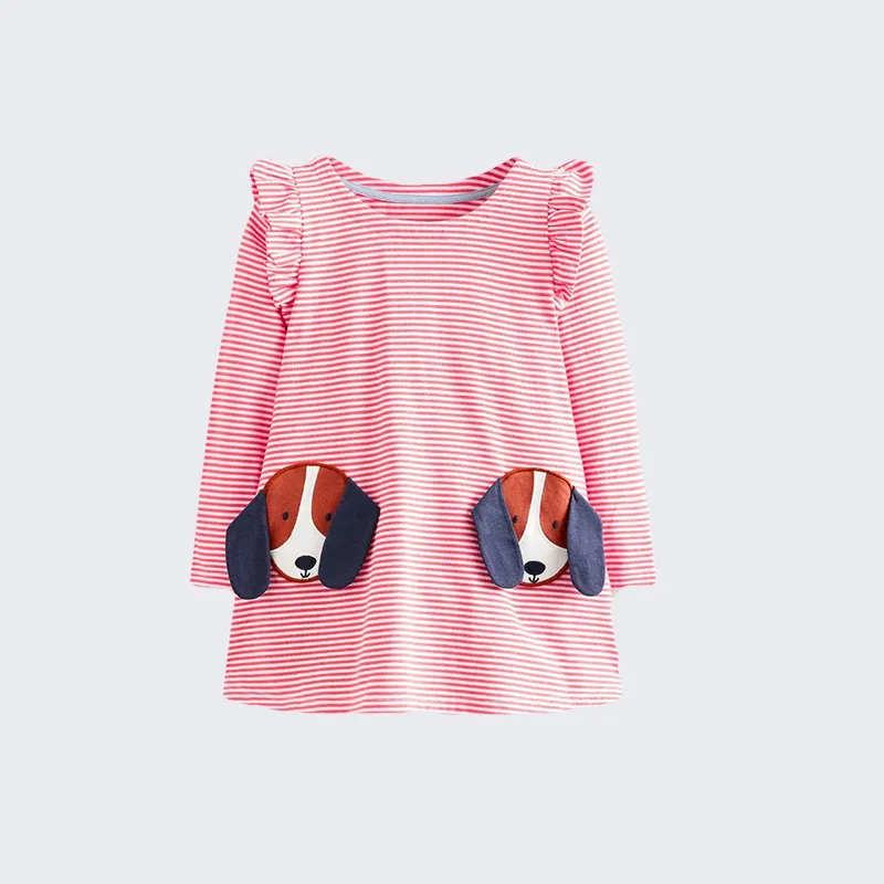 

littlebuddy2025Children's Clothing Spring and Autumn Long Sleeve Girls' Striped Dress Children's Action