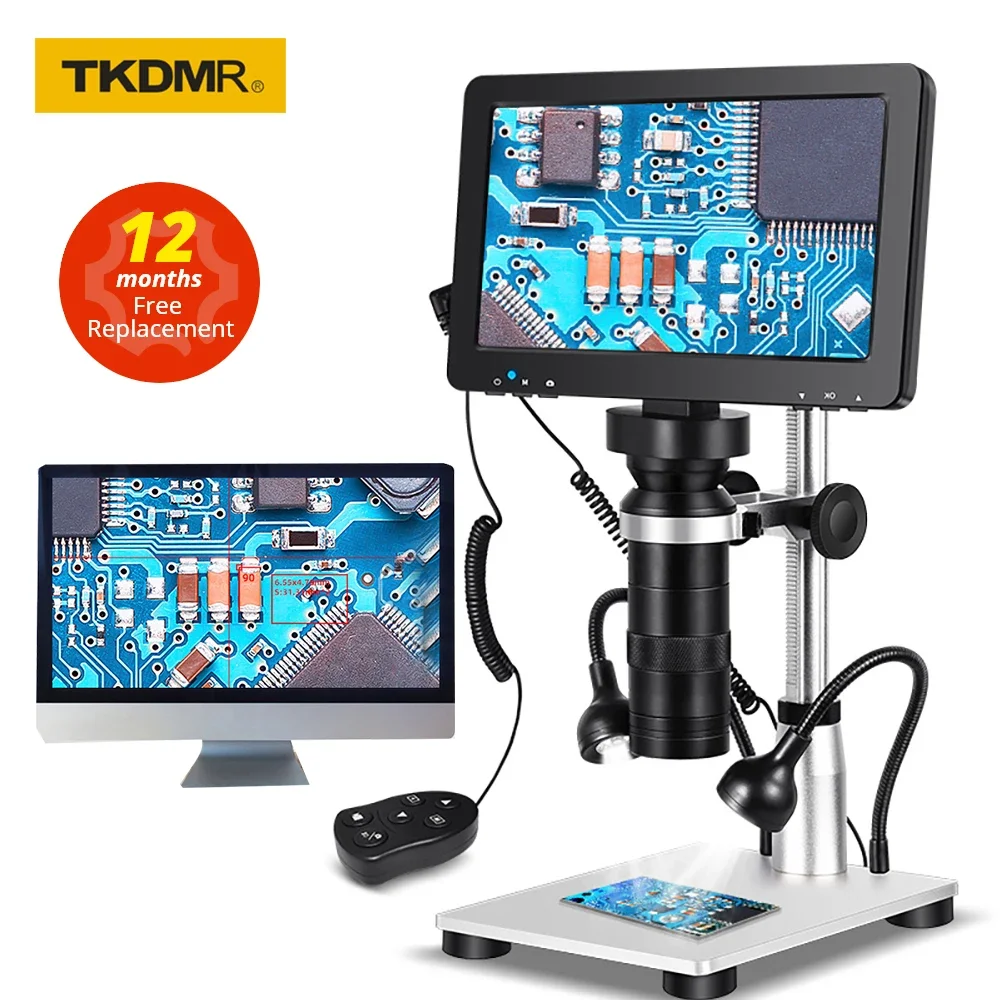 TDKMR 1200X 1080P USB High Definition Electronic Digital Microscope 7 Inch Large LCD Display for Soldering Cell Phone Repair