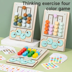 Montessori Wooden Early Education Puzzle Toy Colorful Slide Puzzle Board Game Thinking Training Sensory Logic Game for Kids Toys