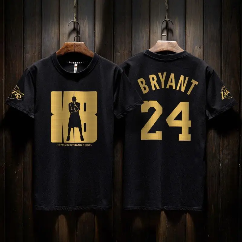 New Arrival Printed Farewell Kobe Memorial T-shirt Basketball 24 Jersey Black Mamba Cotton Adults Children Basketball Jersey