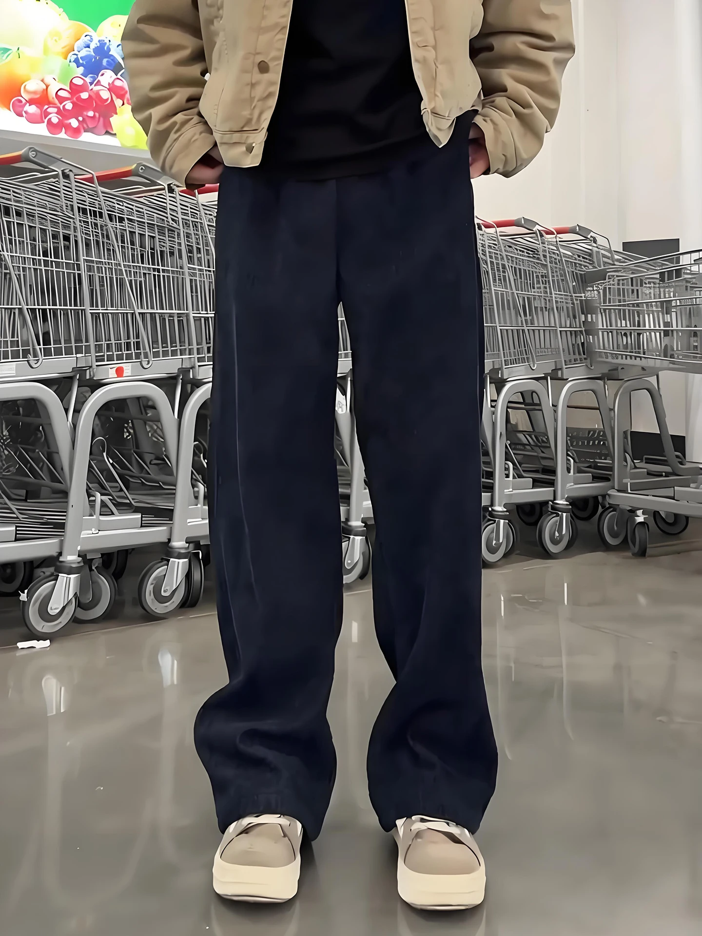 

Deep Blue Men's Fce Lined Straight Leg Jeans Casual Trousers Autumn Winter Heavy Du Knife American Spor Pants