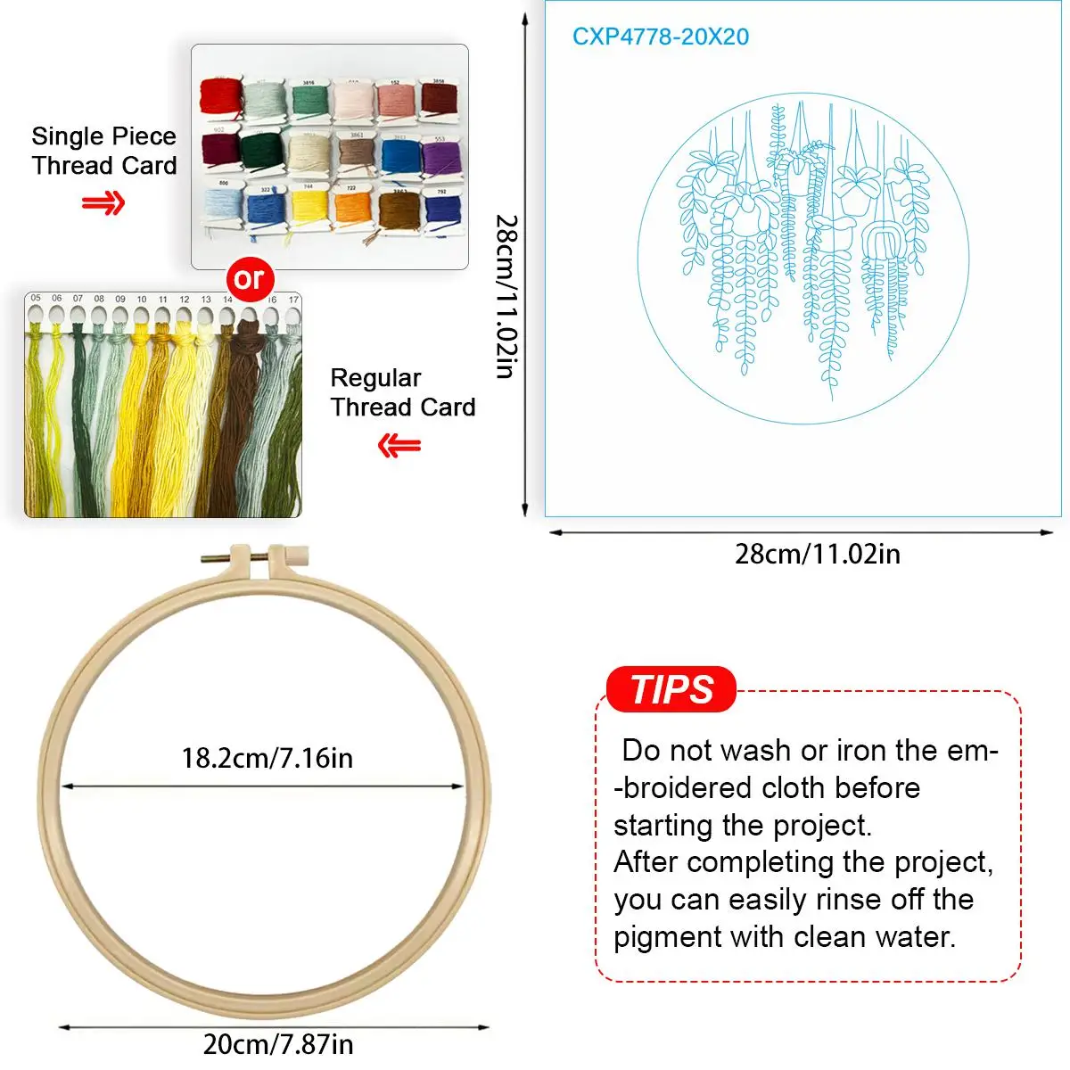 1 Stück 20X20CM/15X15CM 7,87/6,3 Zoll Wolkenkratzer Stickerei Starter-Kit DIY-Kit DIY-Stickerei-Set Handarbeiten Nadelkunst Heimdekoration – Detail 3