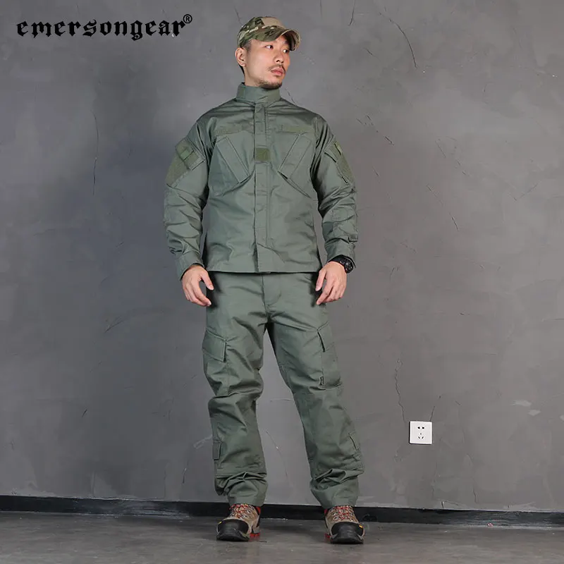 Emersongear BDU Suits Tops Duty Cargo Trousers Combat Uniform Set Hiking Outdoor Hunting Shirts Pants OD