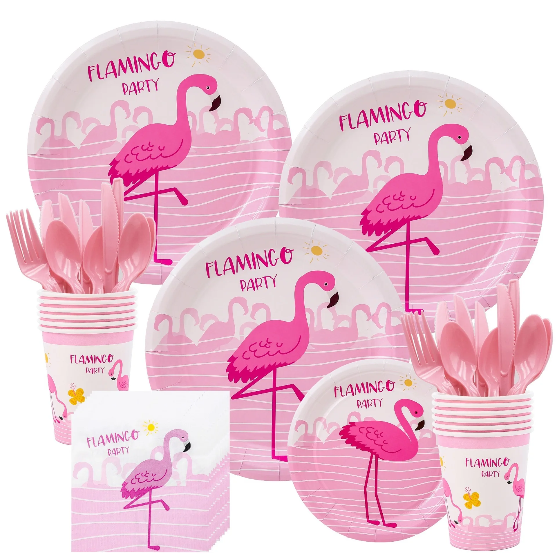 

Flamingo Party Tableware Disposable Paper Plate Paper Cup Tissue Holiday Party Children Birthday Decorative Tableware Wholesale