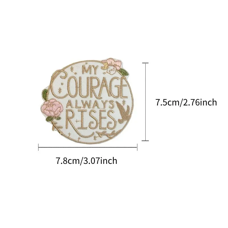 20pcs/Lot Luxury Round Embroidery Patch Gold Letter Courage Music Hat Shirt Bag Clothing Decoration Accessory Craft Diy Applique