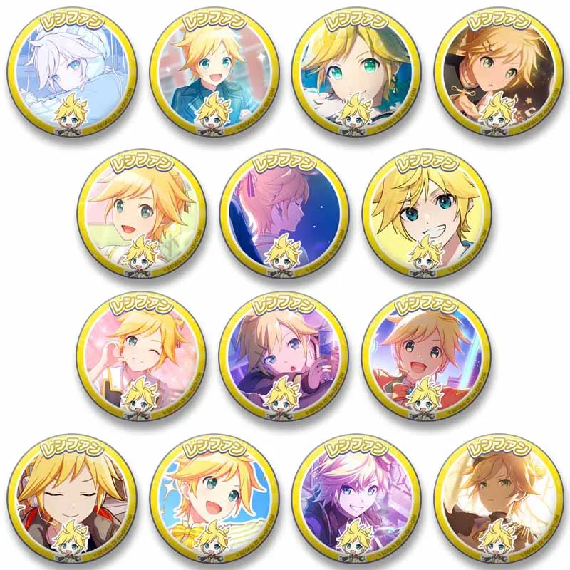 Insignias de cantante Virtual Kagamine Len, proyecto Sekai, Pin de solapa de dibujos animados para niños, broches divertidos para mochila, ropa, accesorios de Cosplay