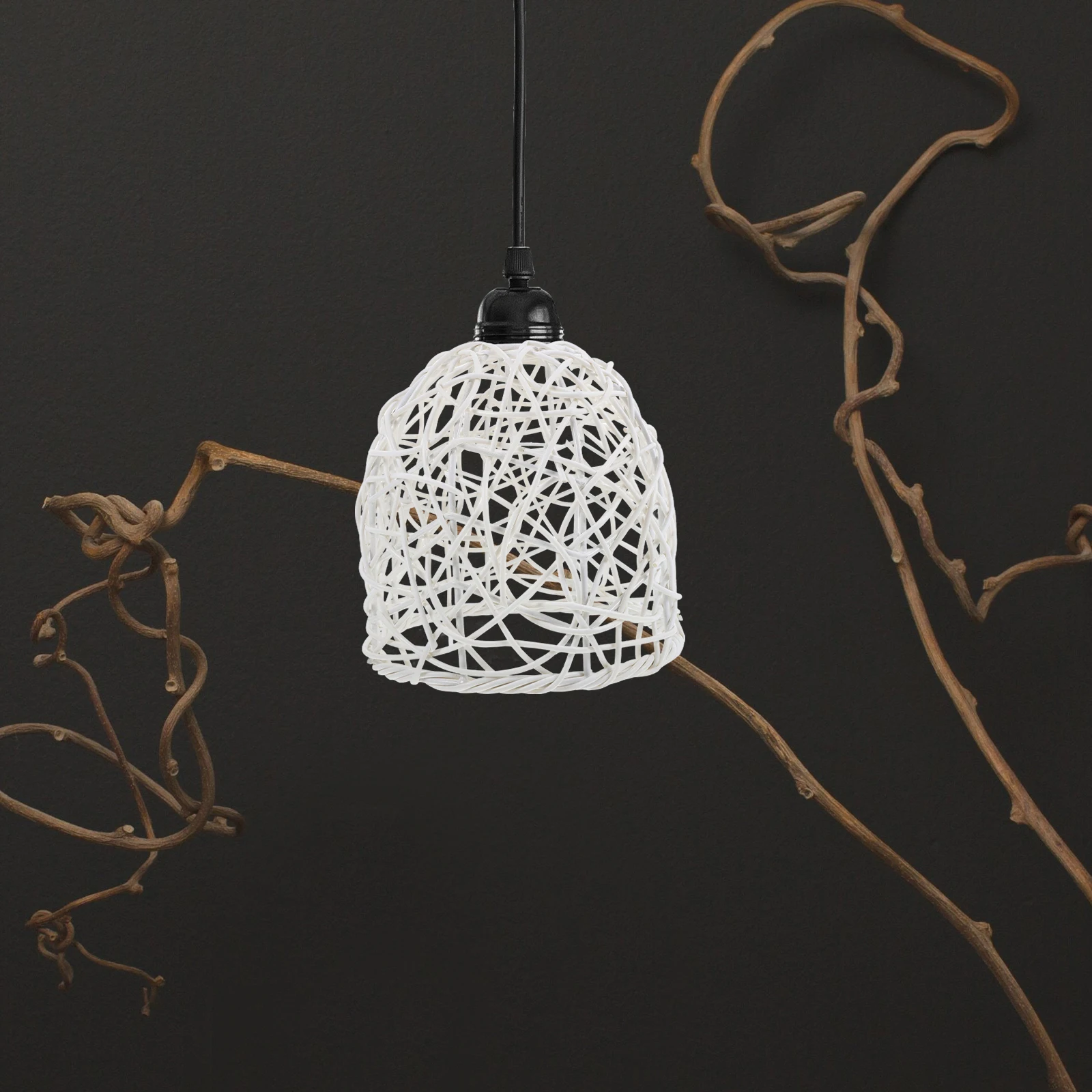 

Rattan Lampshade Replacement E27 Woven Shade Hanging Lamp Cover Pendant Chandelier Floor Table Lamps Light Brown Boho Small