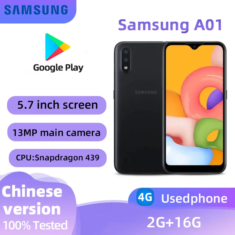 Samsung Galaxy A01 4g Smartphone RAM 2GB ROM 16GB 5.7-inches LCD Screen 13MP Camera Android Original Used Phone