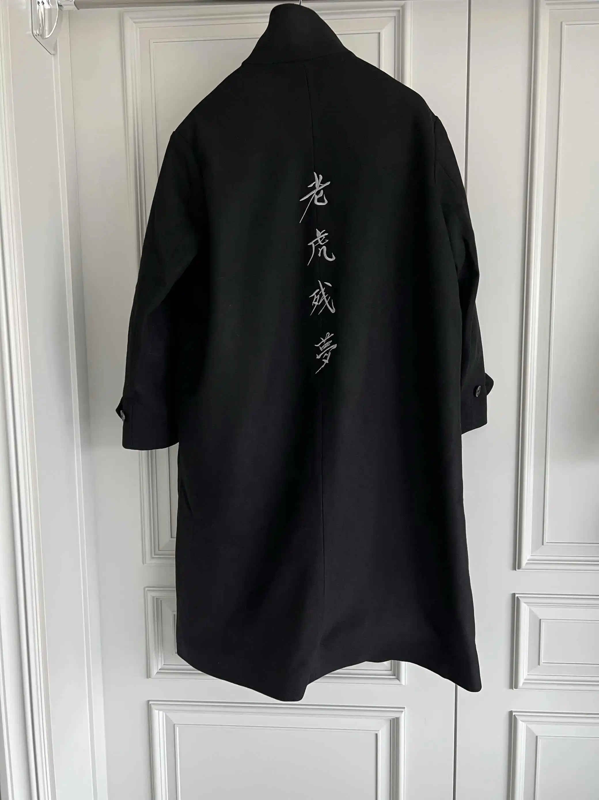 

TOP-YAMAMOTO original design mid-length coat, winter woolen trench coat with swallowtail