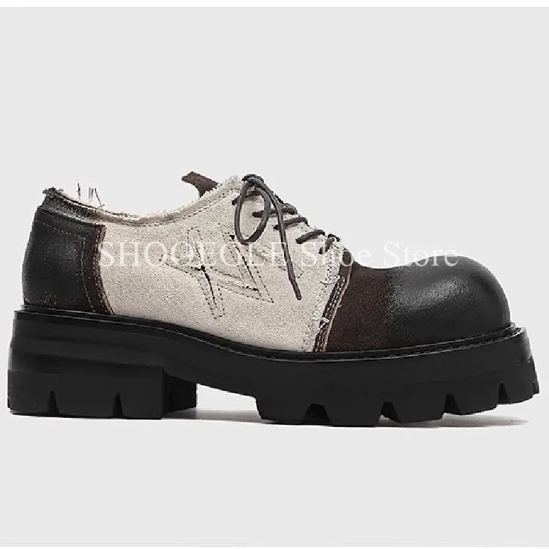 Vintage Oxford Shoes Platform Shoes Casual Design Men Loafers Comfort British Style Single Layer Leather Dress Shoes 6-7cm