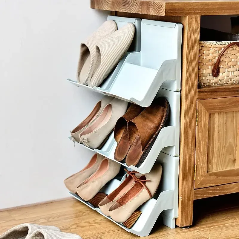 Multi-layer Nordic Plastic Shoe Rack Simple Household Assembly Dustproof Organizer Display Shelf