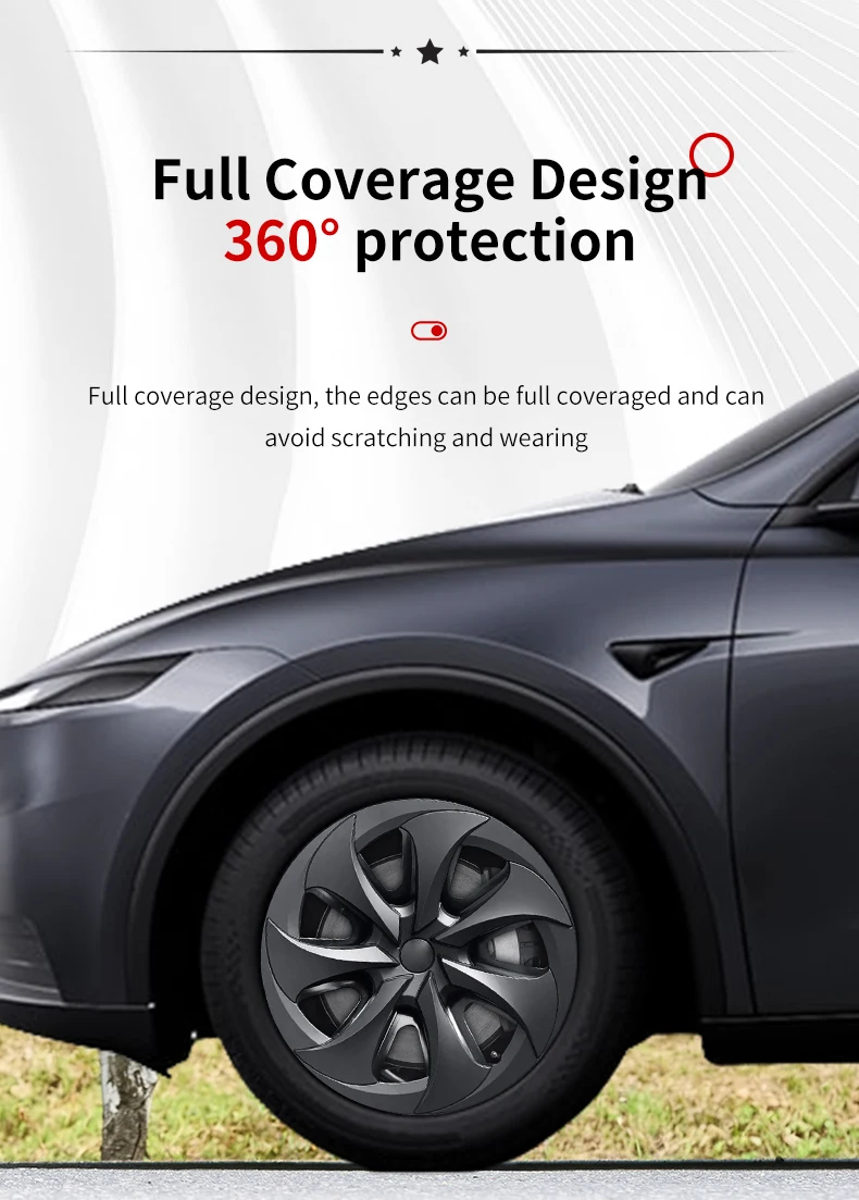 4 Stück 18 Zoll für Tesla Model Y Juniper Standard 18" Lochfelgen 2026-heute Radkappen im Tomahawk-Stil Auto-Radkappe – Detail 3