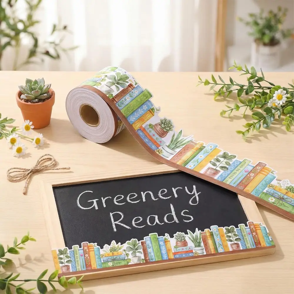 Self Adhesive Blackboard Border Sticker 10m/roll Flower Bulletin Board Trim Waterproof Easy to Cut Classroom Border Sticker