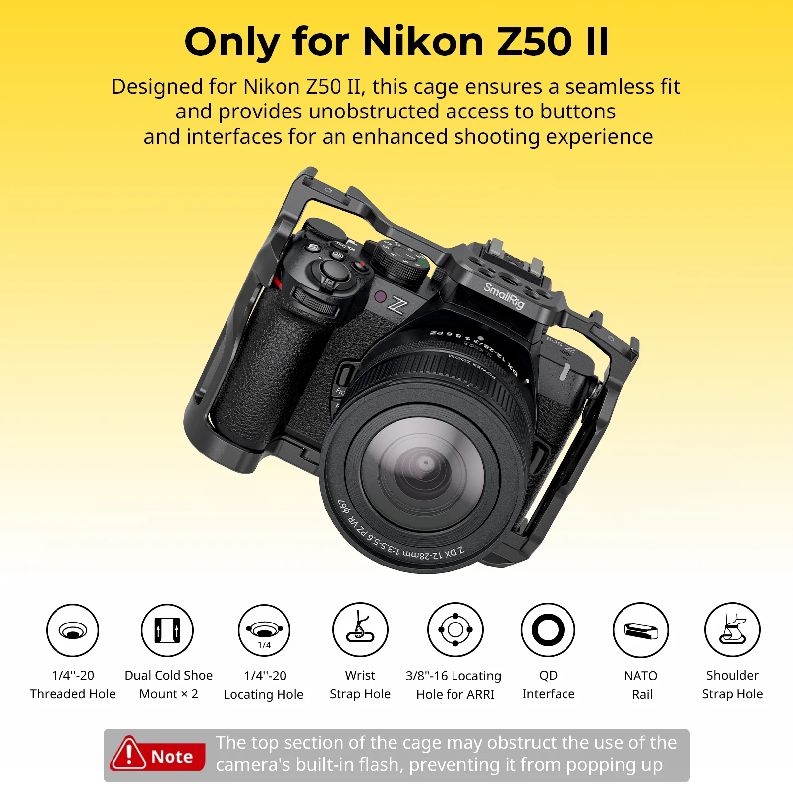 Базовая пластина SmallRig Z50 II/Клетка для камеры Nikon Z50 II с защитой из закаленного стекла и быстросъемной пластиной Arca-Swiss для DJI