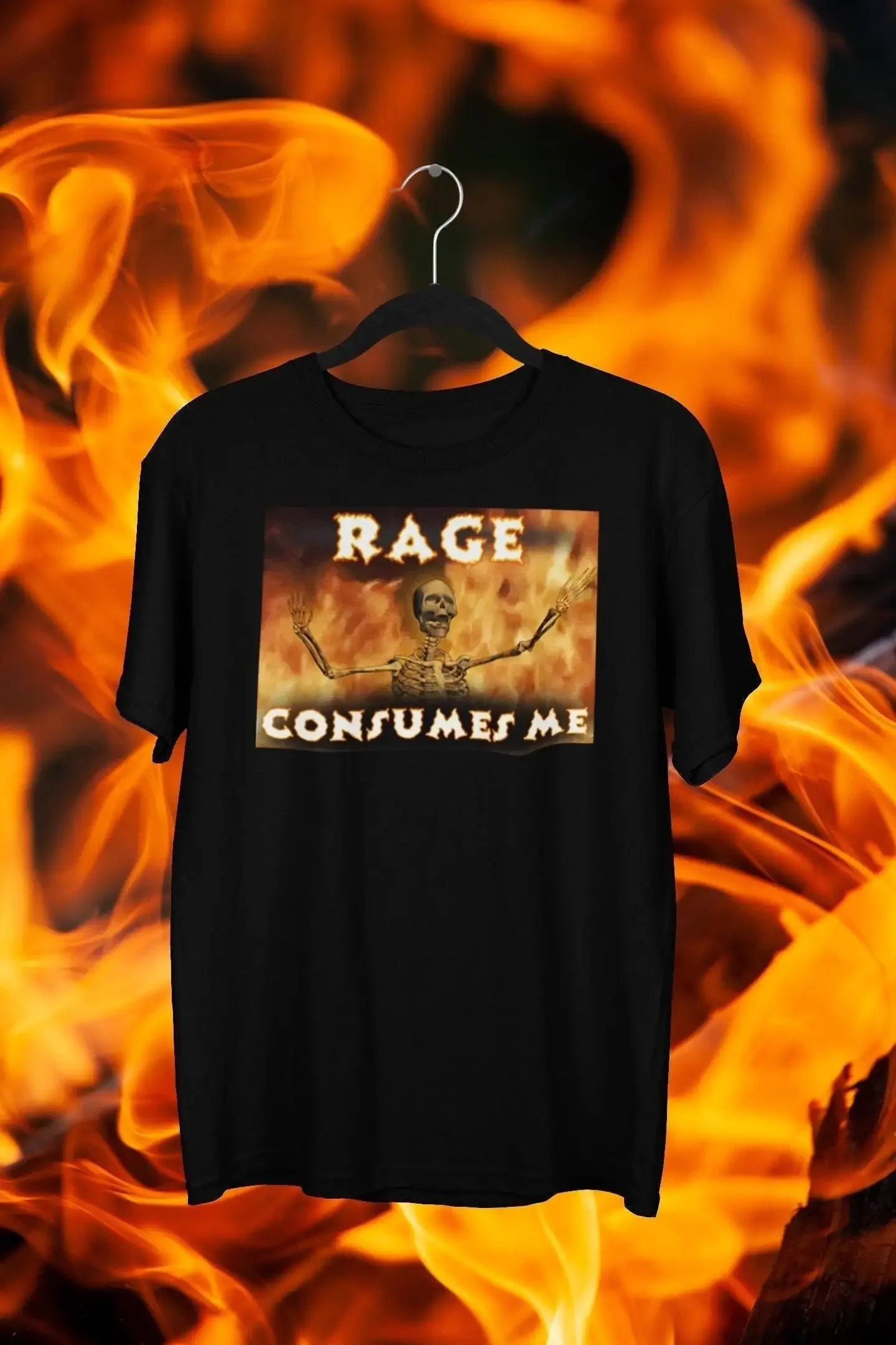 Rage Consumes Me Skeleton Meme T Shirt Brainrot Funny Stupid Unimpressed Frog Unhinged Inappropriate
