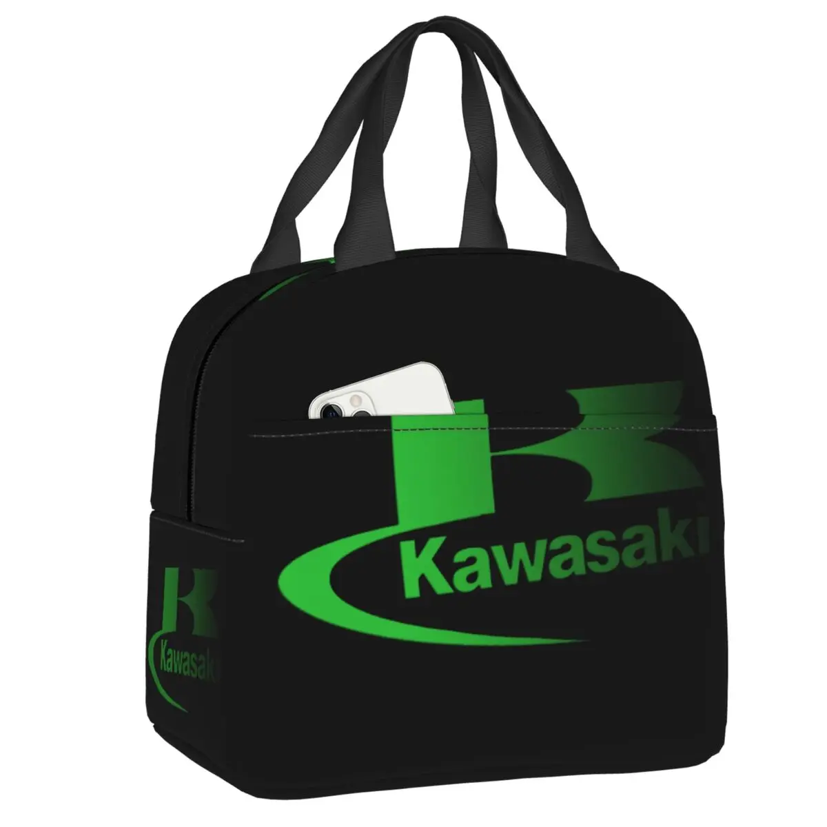 Custom Sport Racing Motorcycle Kawasakies Thermal Insulated Lunch Bag Resuable Lunch Tote for Kids School Storage Food Box