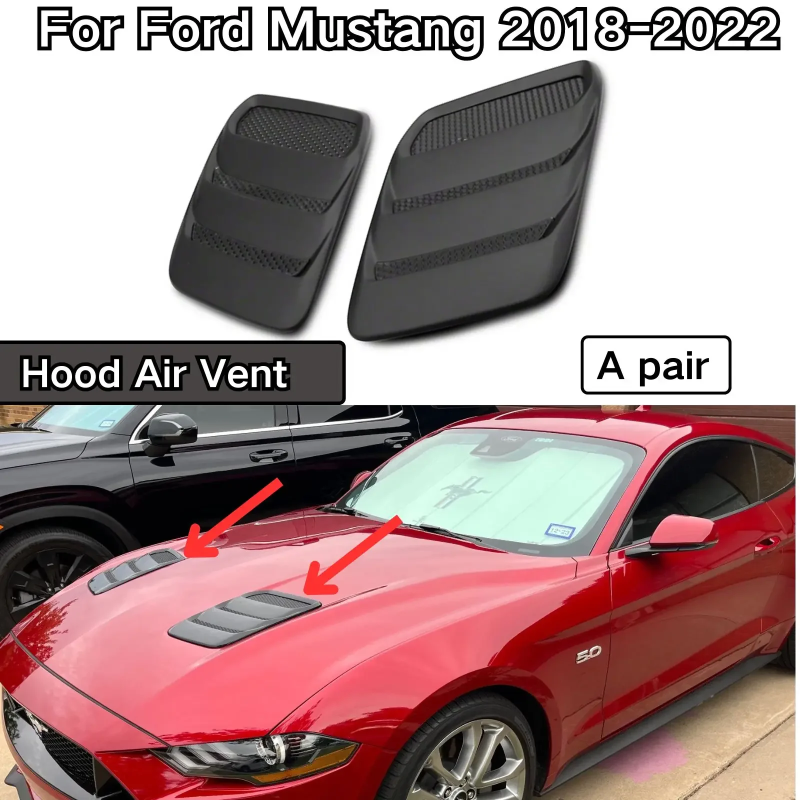 Motorhauben entlüftung für Ford Mustang 2015-2017 Motorhauben haube Luft entlüftung platte mattschwarz Autozubehör Karosserie-Kit ein Paar