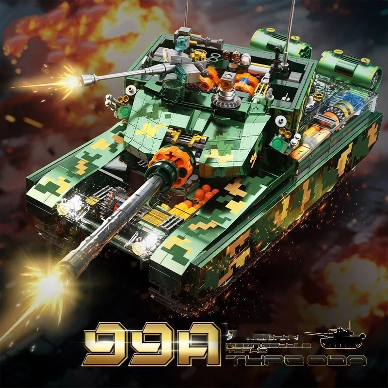 MOC Technical Military Affairs Tank Building Block LED Lighting Cannon Sound Famous Generations Tank Bricks Kids Toys Gifts