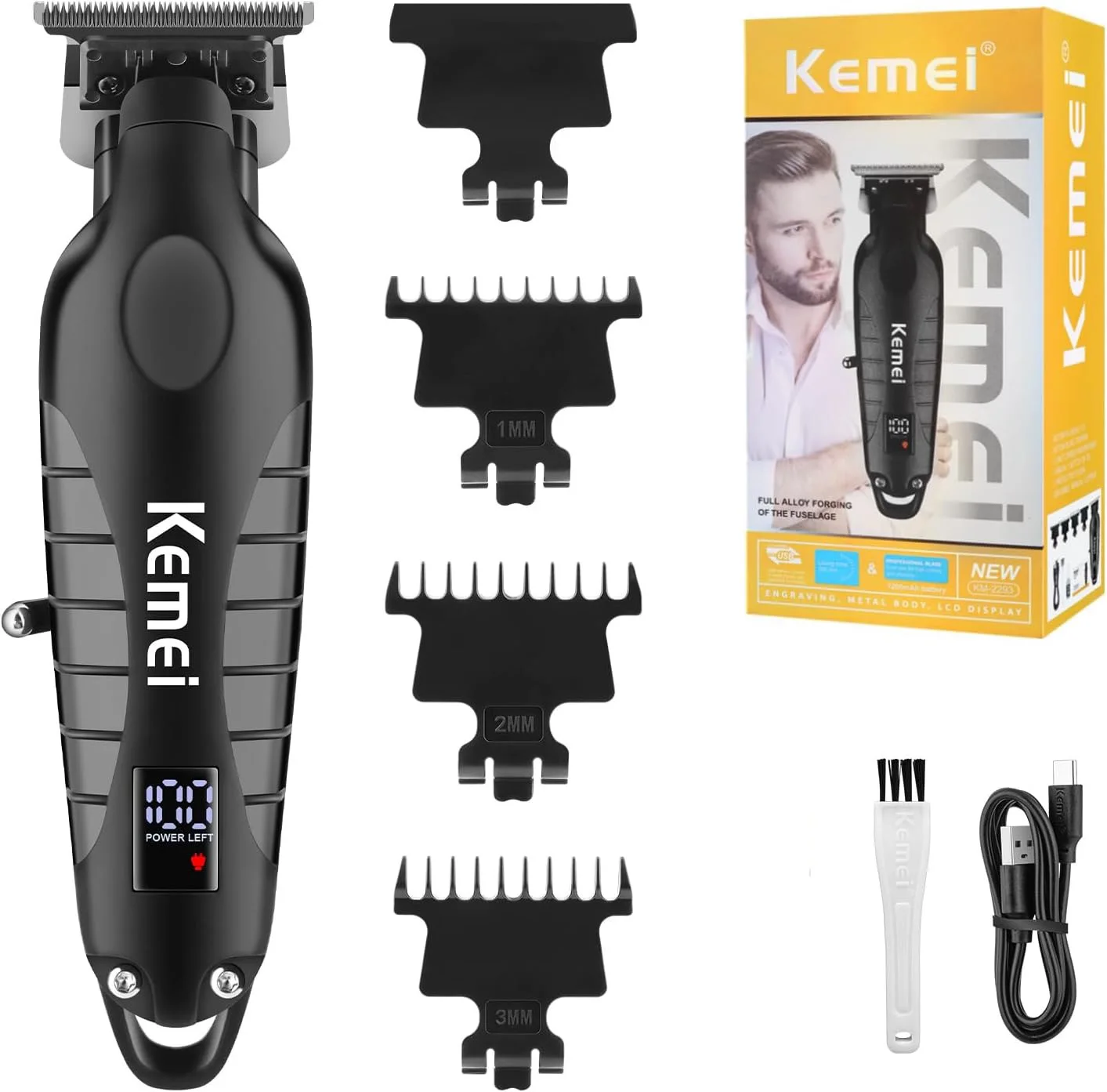 Kemei 2293 Professional Barber Hair Trimmer Cordless Men Rechargeable Hair Clippers Electric Finish Cutting Machine Fit Babyliss