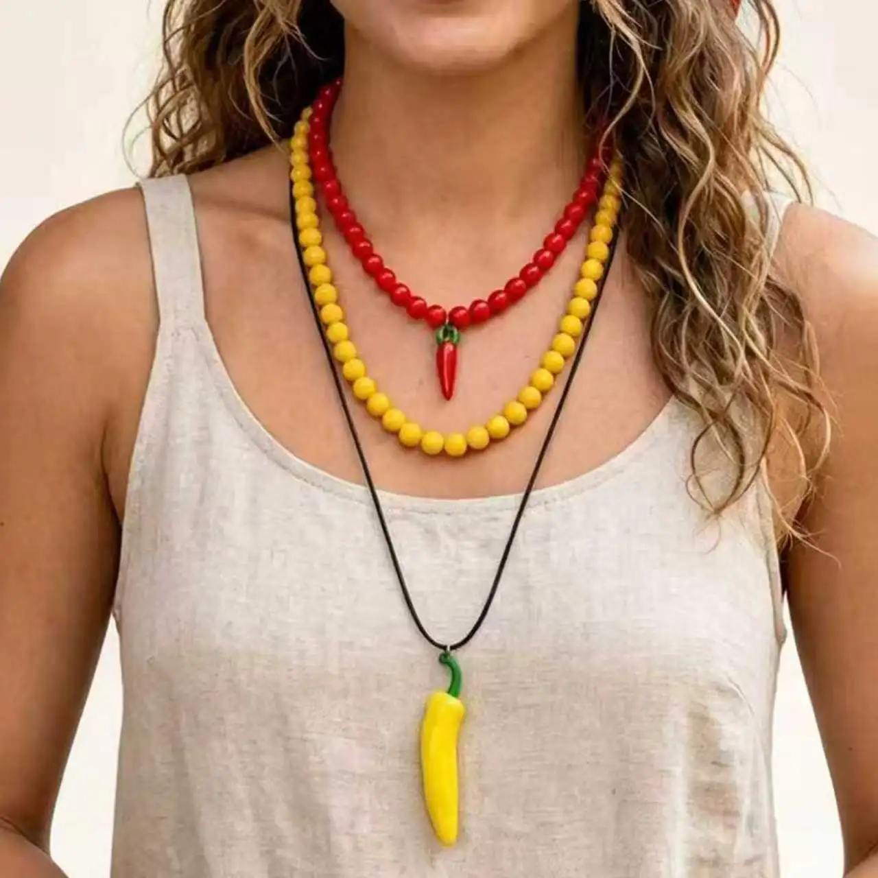

Bohemian Multi-layer Beaded Chili Pepper Pendant Necklaces for Women Fashion Holiday Party Jewelry Gifts