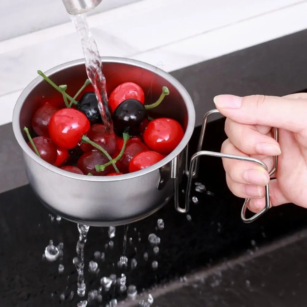 Portable Kitchen Sink Drainer Basket Hanging Removable Drain Rack Dry Wet Separation Stainless Steel Drain Storage Basket