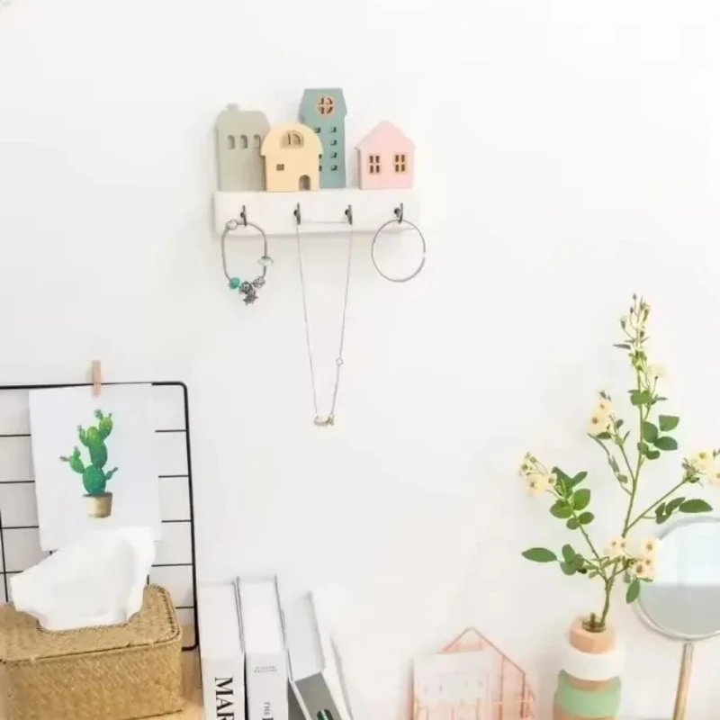 Creativity Keys Storage Holder Rack Cartoon Solid Wood Indoor Porch Wall Hanging Hat Bag Coat Hanger Home Decorative Hook 3