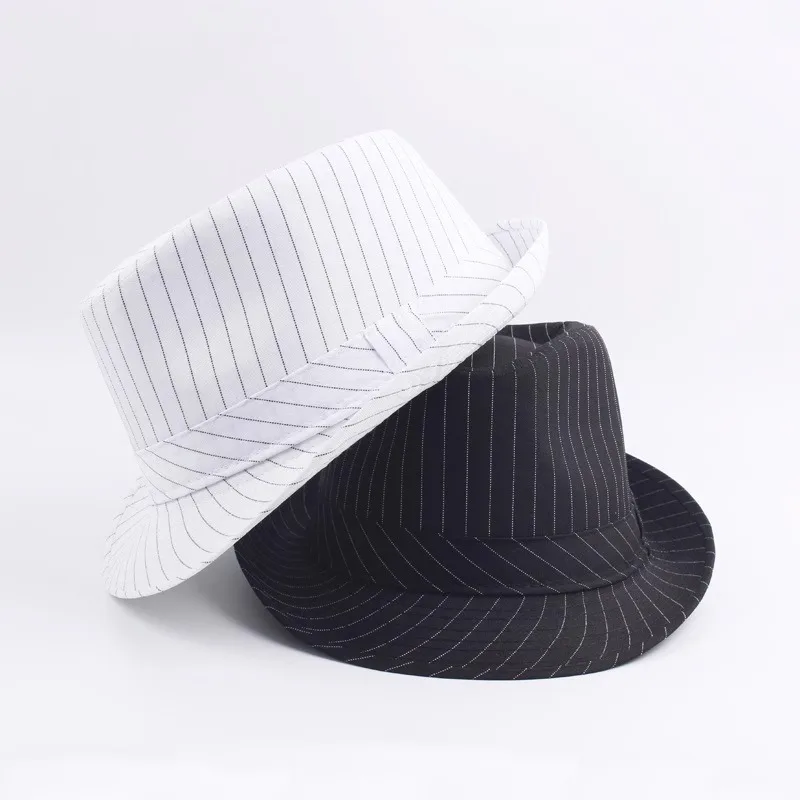 New British Black and White Striped Jazz Hat Spring and Autumn Hat Men's New Casual Joker Sun Hat Panama Hat