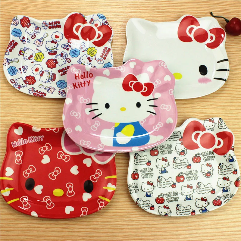 Sanrio Hello Kitty Fruit Plate Snack Plate Cute Cartoon Dish Children\'s Drop-proof Picnic Plate Home Dishes Utensils For Kitchen
