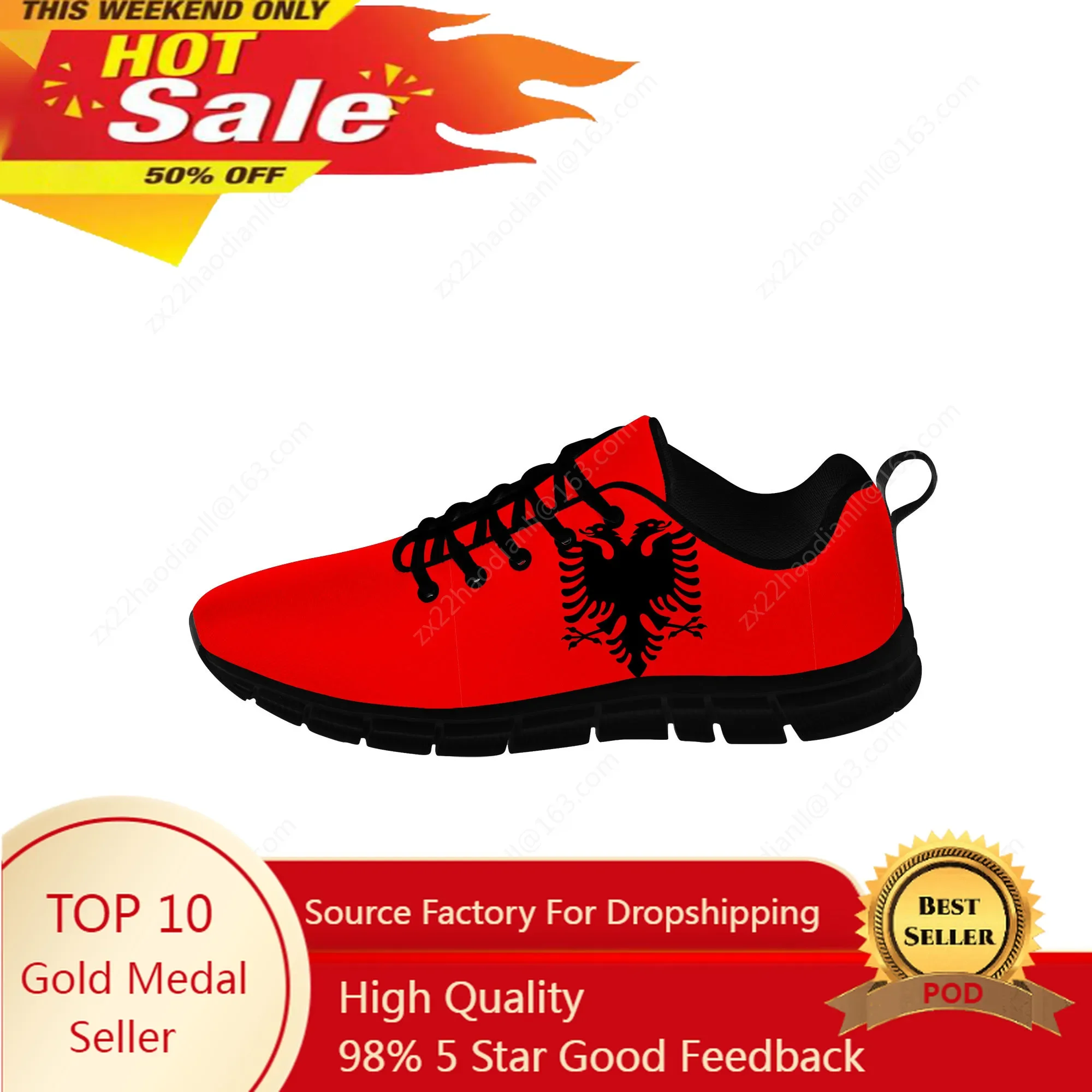 Albania Flag Eagle Sneakers Mens Womens Teenager Casual Shoes Canvas Running Cloth Shoes 3D Print Breathable Lightweight shoe