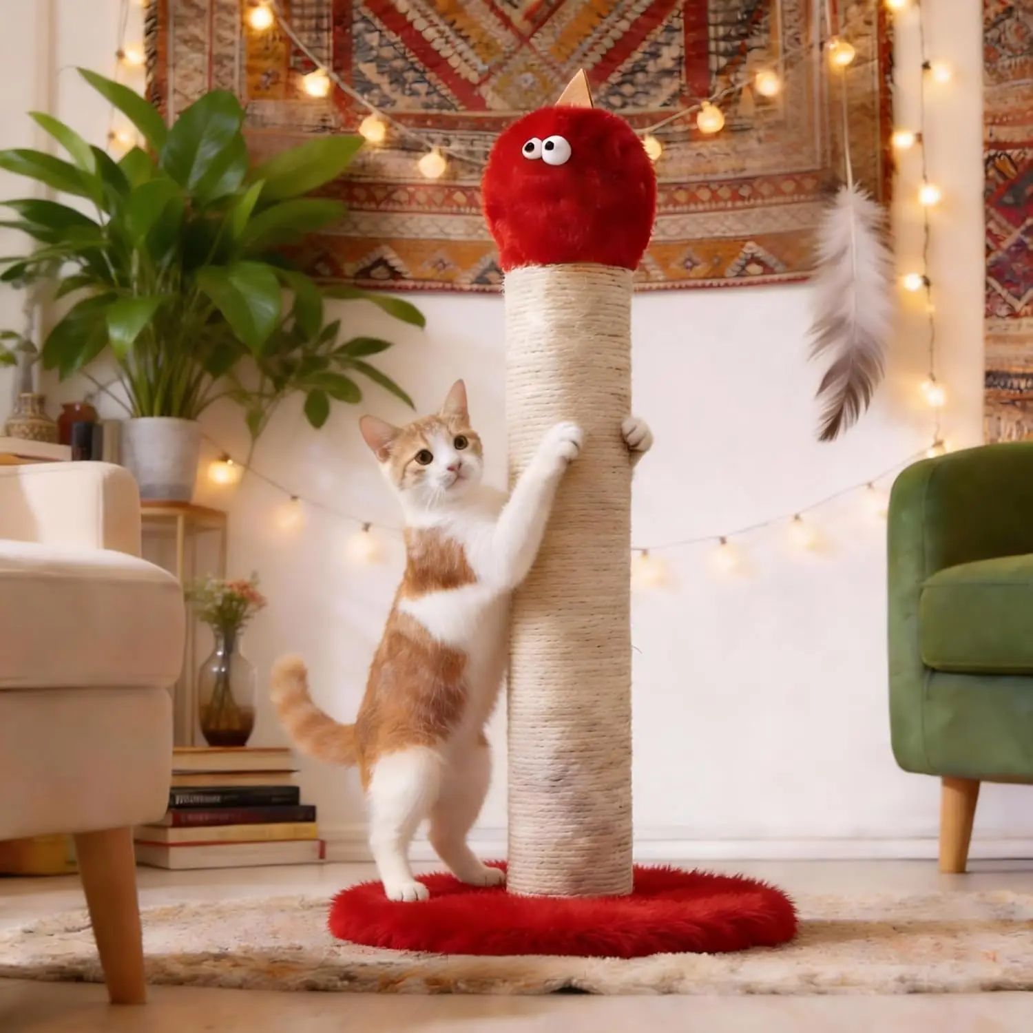 

Cat Scratching Post 22'', Scratching Post with Extra Wide 12" Heavy Duty Base for Indoor Kitty, Scratching Post with Nat