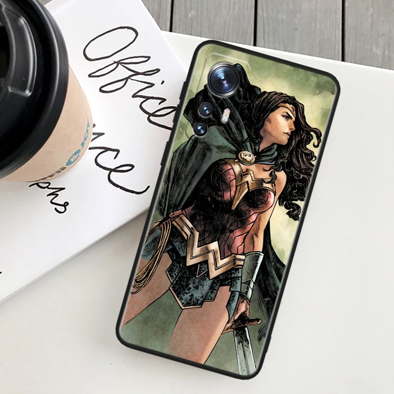 Cute Wonder Woman For Xiaomi Mi 14 13 12T 12S 12X 11i 11X 11T Play HyperCharge Lite Ultra Pro Black Soft Phone Case