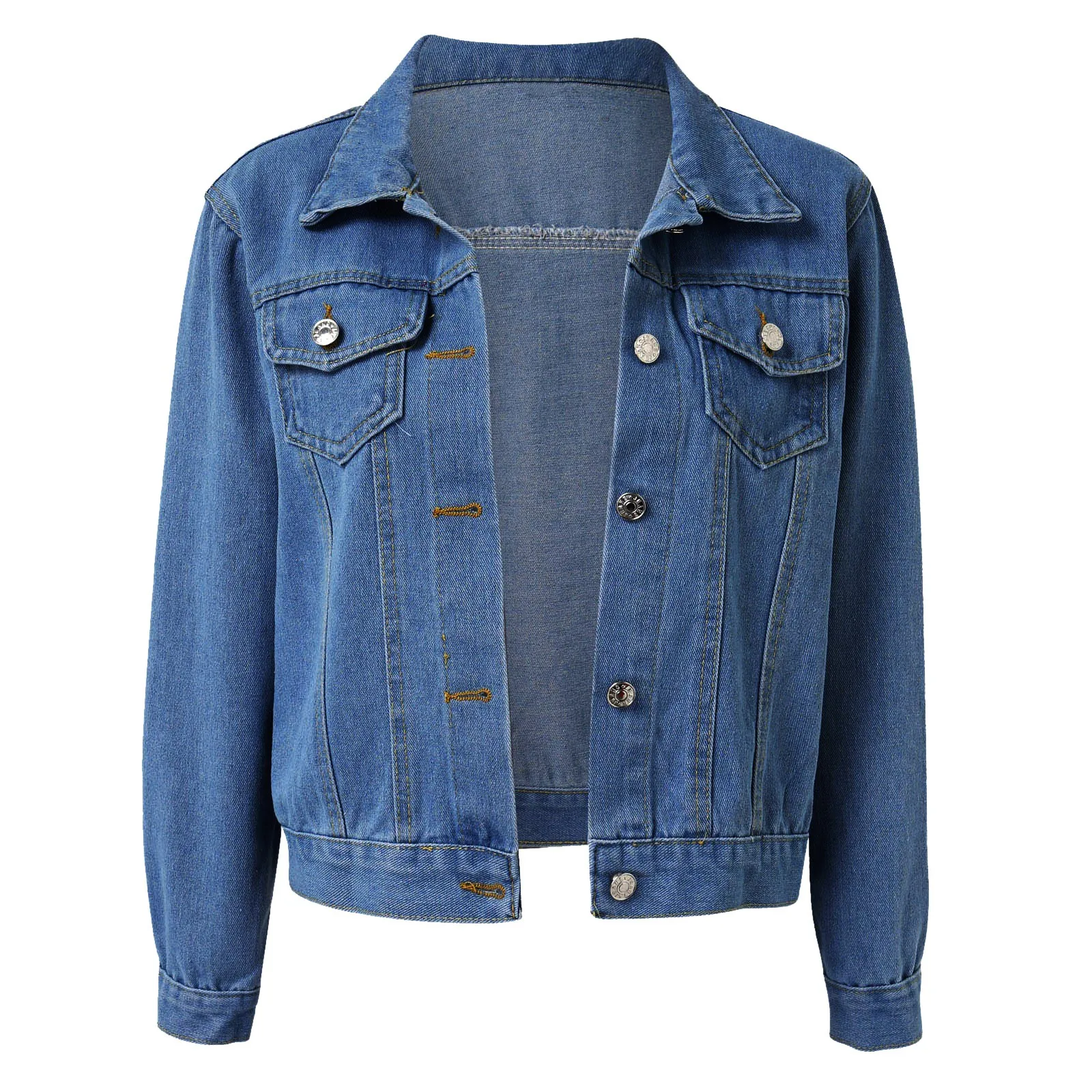 New Women's Denim Jacket Spring and Autumn 2024 Casual Short Denim Jacket Women's Korean Version Solid Color Jacket Clothes