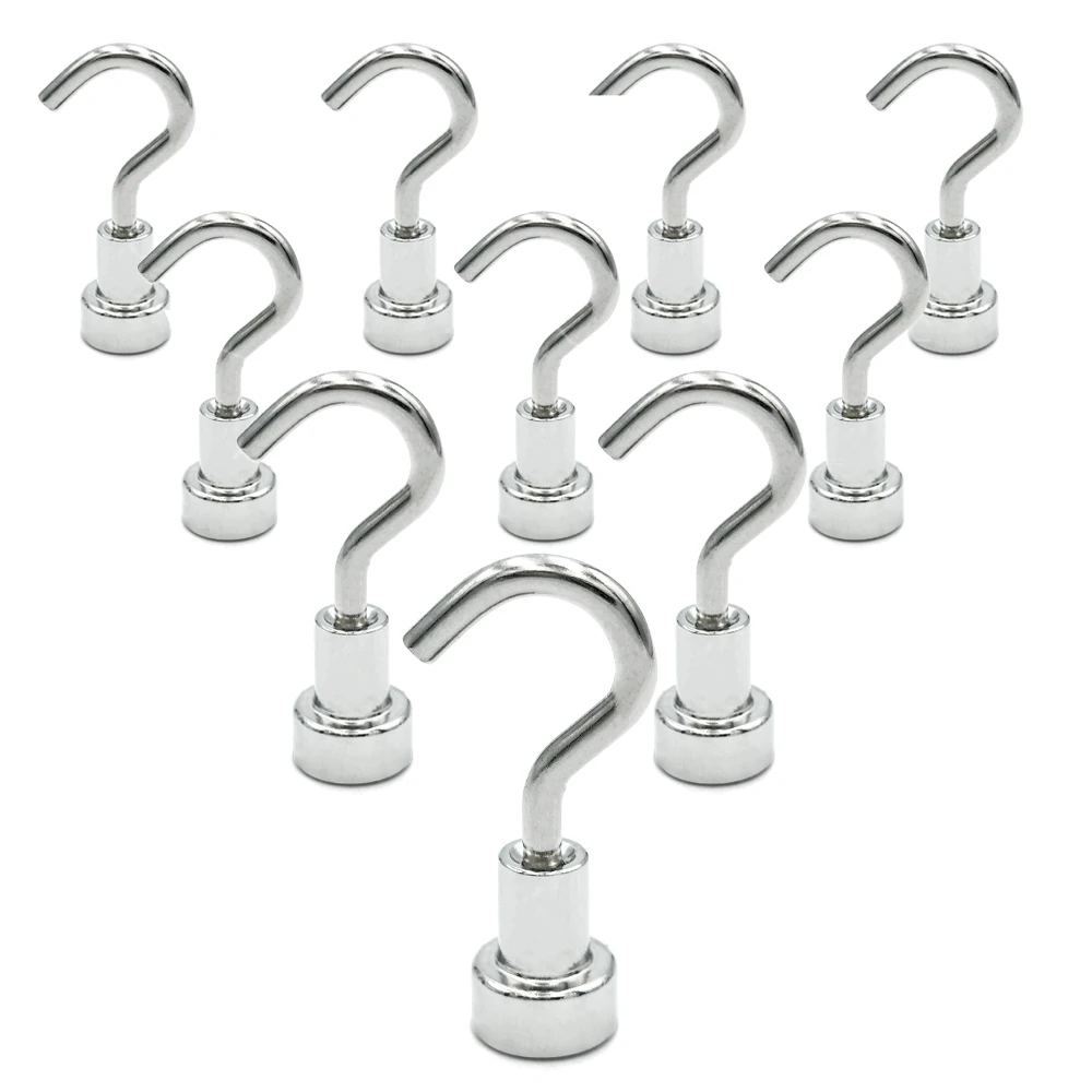 10Pcs Strong Magnetic Hooks Load Bearing Hook MultiPurpose Storage For Home Kitchen Bar Storage Key Hanging Hanger