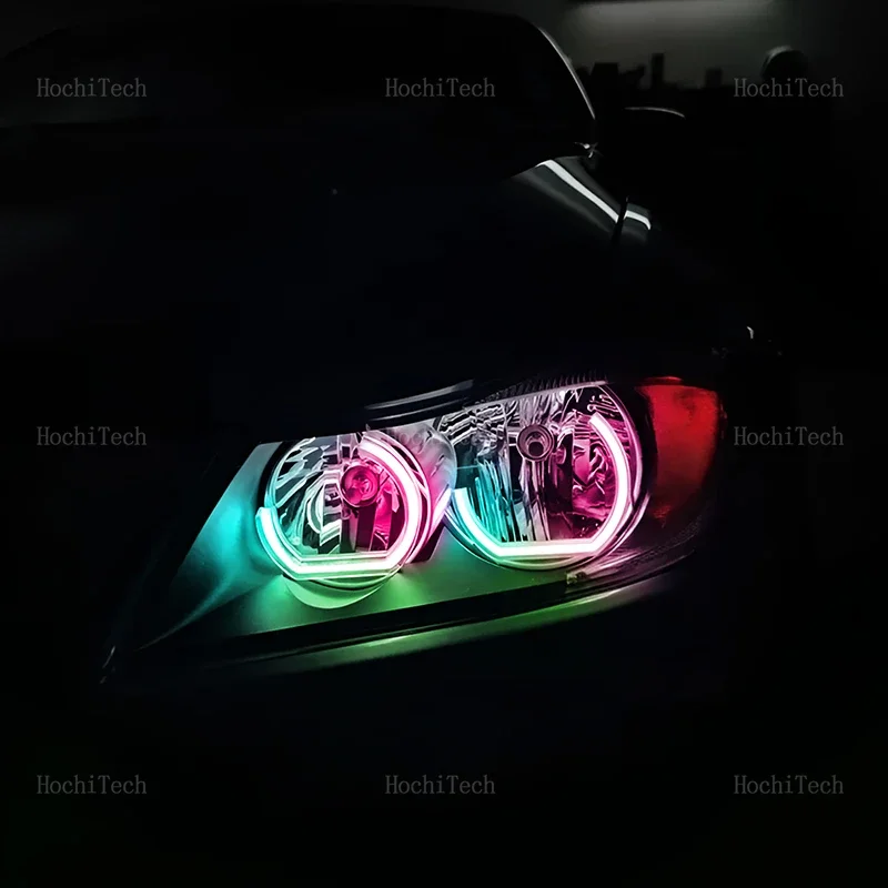 لسيارات BMW 3 Series E90 E91 الصالون بجولة 2005-08 DTM نمط LED عيون الملاك عدة حلقة وامض RGB APP التحكم مصابيح المصباح