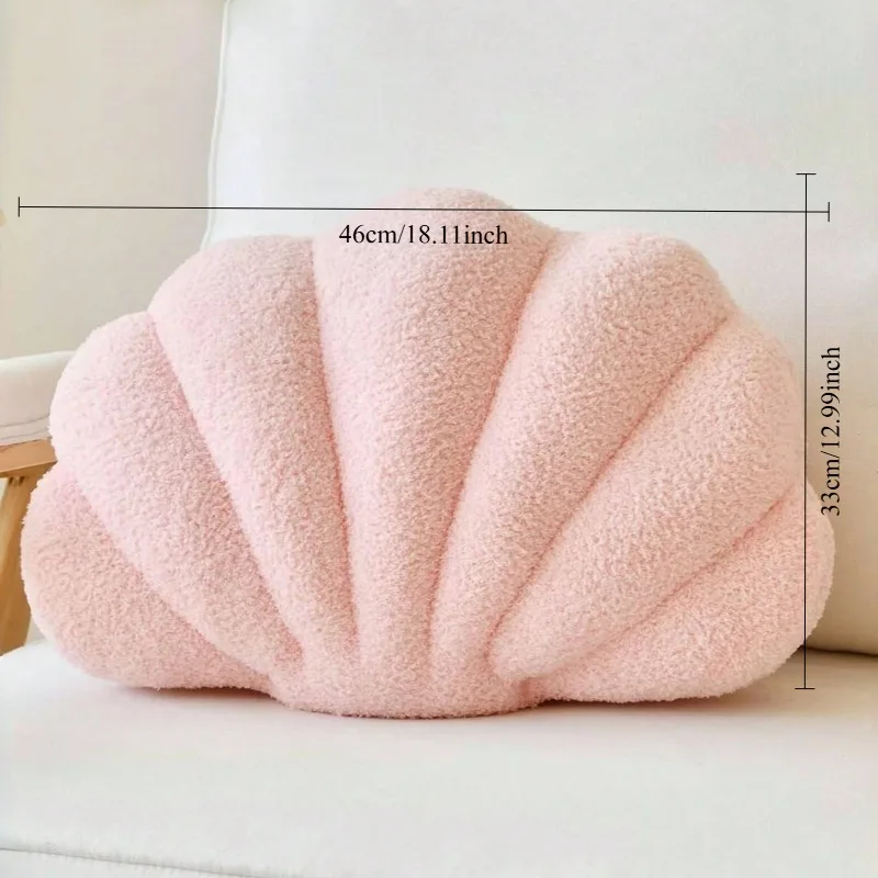 4 Colors Shell Shaped Plush Pillow - Adorable Fluffy Throw Cushion for Bed, Sofa & Wedding Decor
