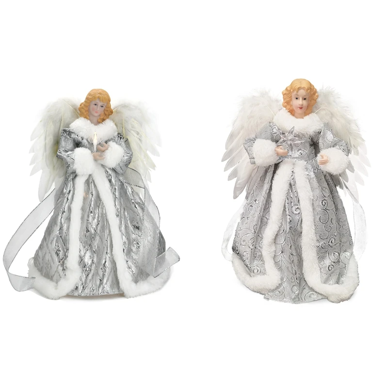 Angel Christmas Tree Topper With Lights & Extended Cord,Cute LED Lighted Tree Toppers Christmas Decoration