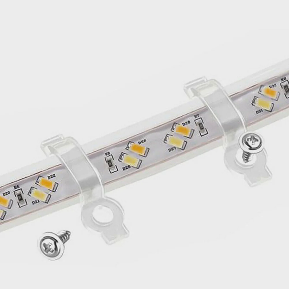 

100Pcs Light Strip Fixing Clip Durable Plastic Iron Material Fine Workmanship Outdoor String Light Hook Outdoor Cable Clip