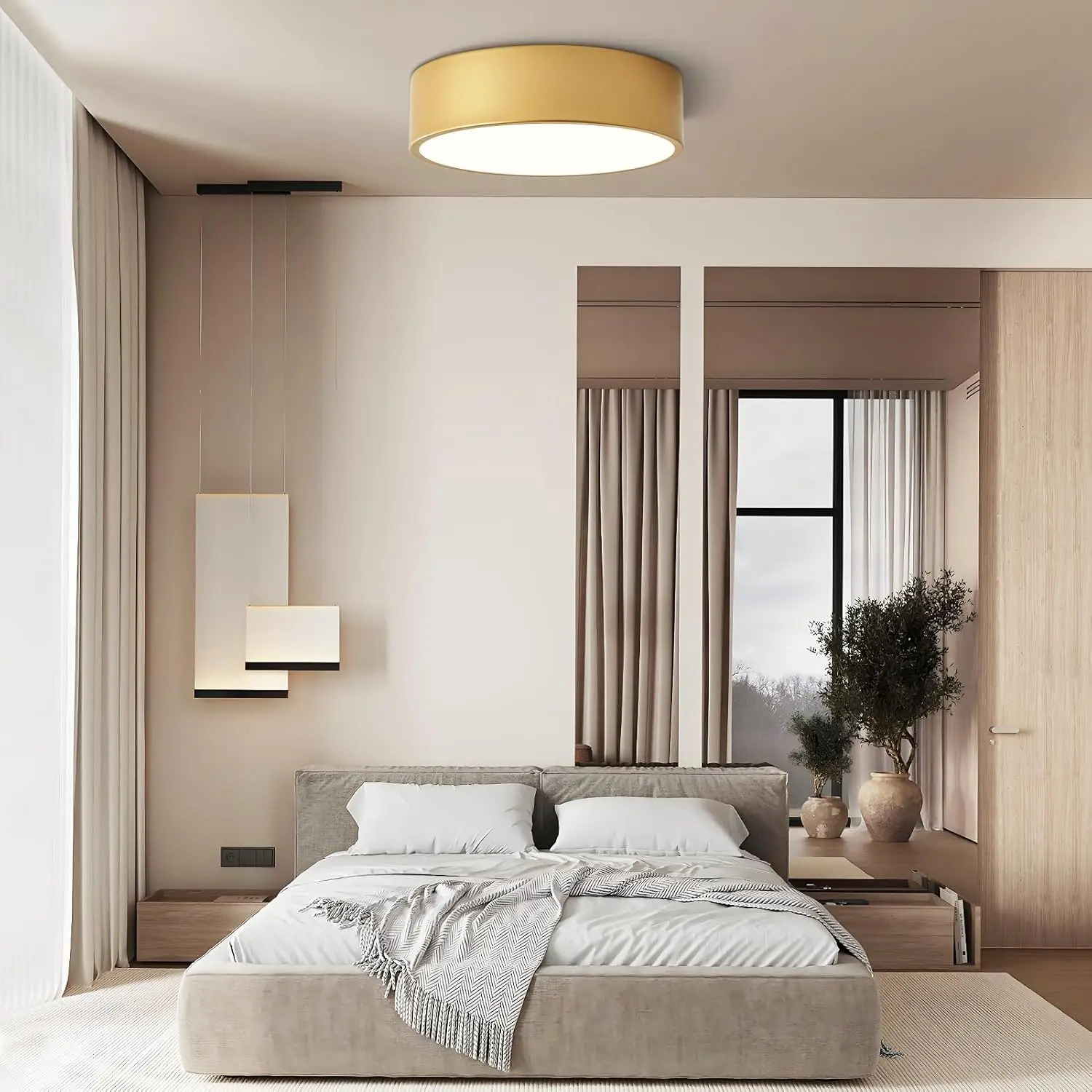 Dimmable LED Flush Mount Luminária de teto, ouro moderno, redondo, lâmpadas de teto, perto de luzes de teto, luminárias para entrada