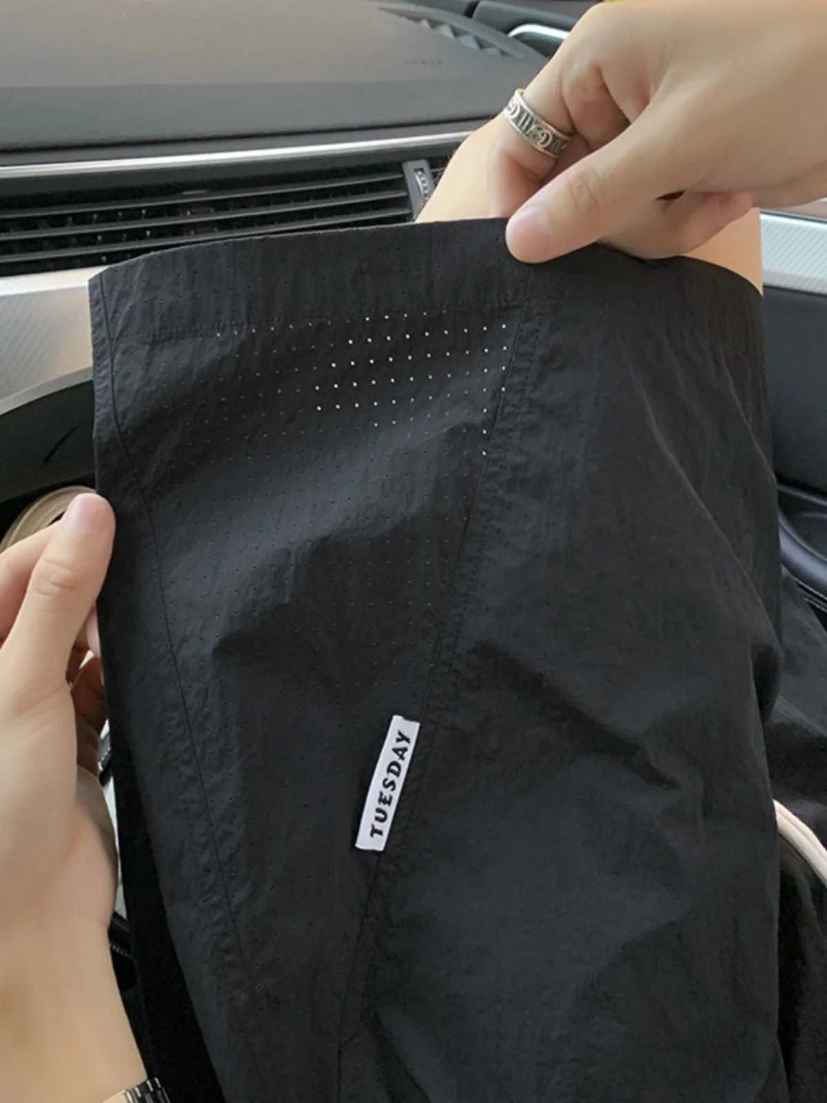 

American Sle Laser Drill ort Pants Men's Summer Thin Qui Dry Nylon Workwear Five-Point Sports Pants Loose Fit Low Waist