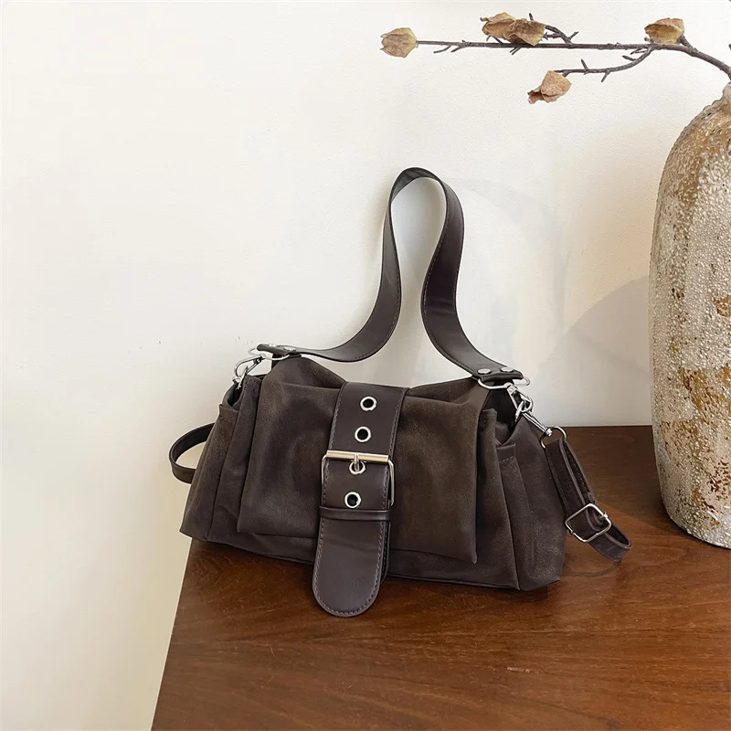 Damen-Achseltaschen aus Kunstwildleder, modische, geraffte Damen-Umhängetasche, Damenhandtasche, kleine Unterarmtasche, Bolsa Feminina – Detail 15