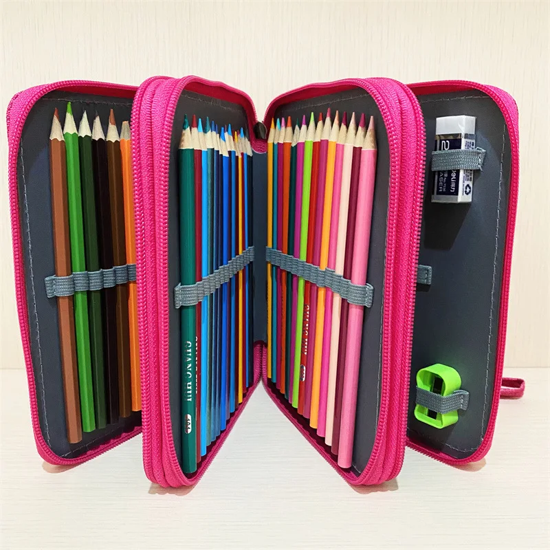 72 Slots Pencil Case School Supplies Pencilcase Large Capacity Pen Bag Girls 3 Compartment Aesthetic Stationery Box Organizer