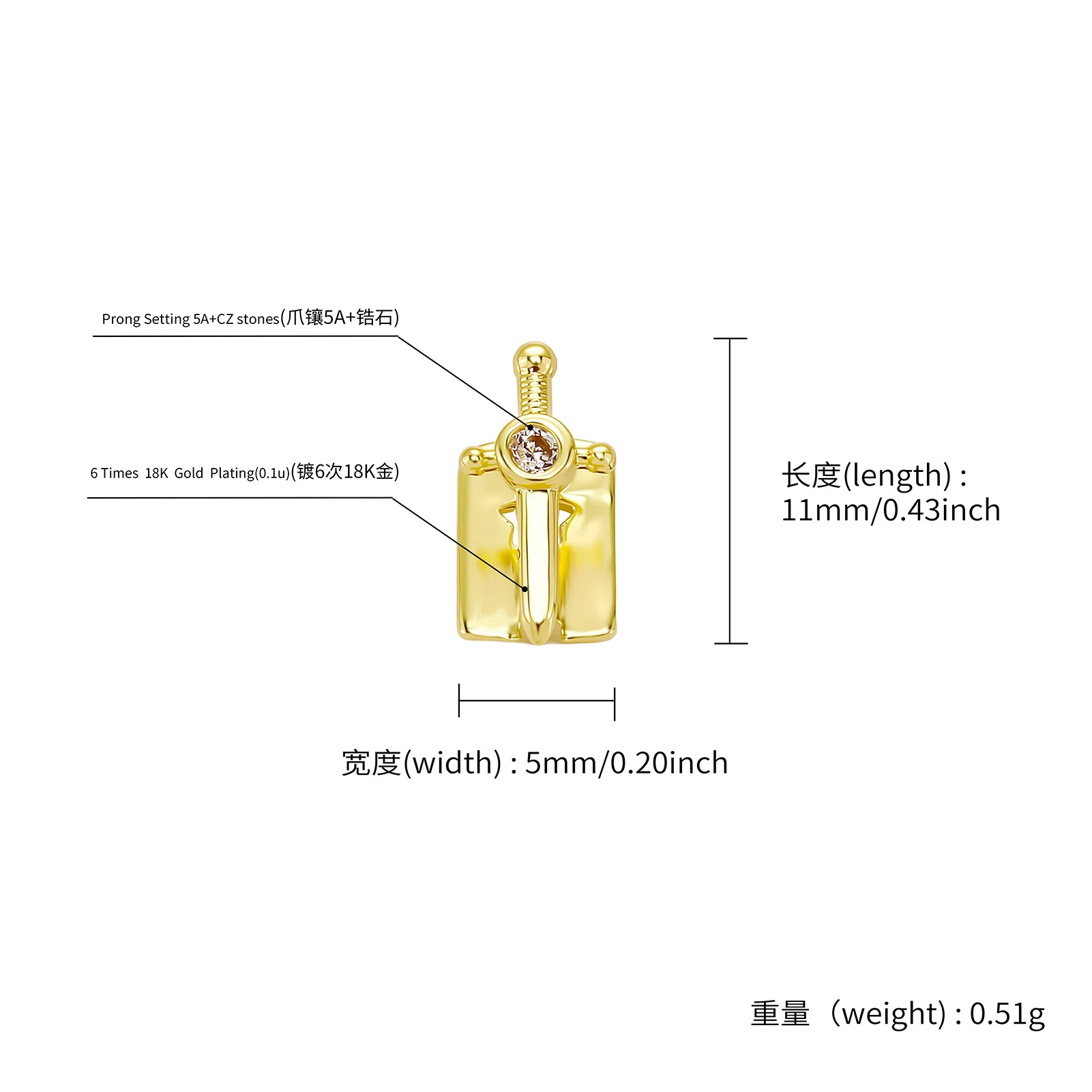 JINAO Hip-Hop Einreihiger Honor Sword Single Teeth Round CZ Grillz für Herren, Ober- und Unterkiefer, glänzender Grill, Punk Rapper, Weihnachtsgeschenk – Detail 9