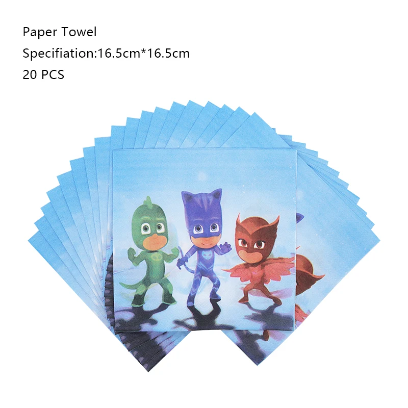 Pjm Maske Geburtstag Party Dekoration Aluminium Folie Ballon Für Kind Event Liefert Einweg Geschirr Banner Hintergrund Geschenk