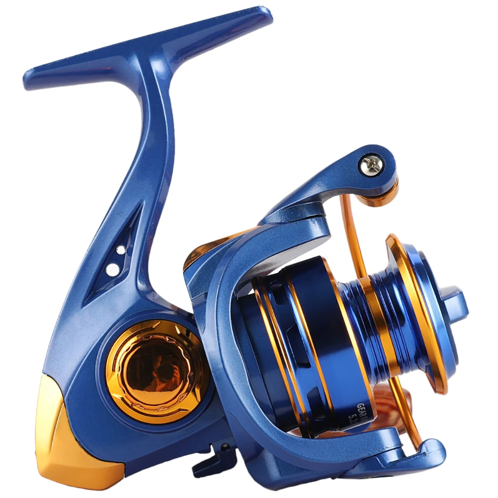 

Spinning Fishing Reels, Metal Spool 5.2:1 Gear Ratio High Speed Casting Fishing Reel with Folding Wooden Handle Rocker Arm