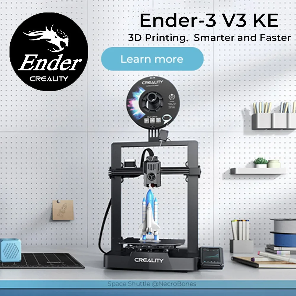 Creality 3D Printer Ender-3 V3 KE 500mm/s Fast Printing Speed Smart Creality OS X-AxisLinear Rail Double Fans Smart Ul 60W